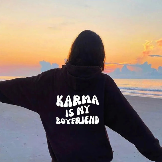 Foreign Trade Women's Velvet Sweatshirt Letter Slogan Printed Kangaroo Flap Pocket Pants Drawstring Print Hoodie Oversized