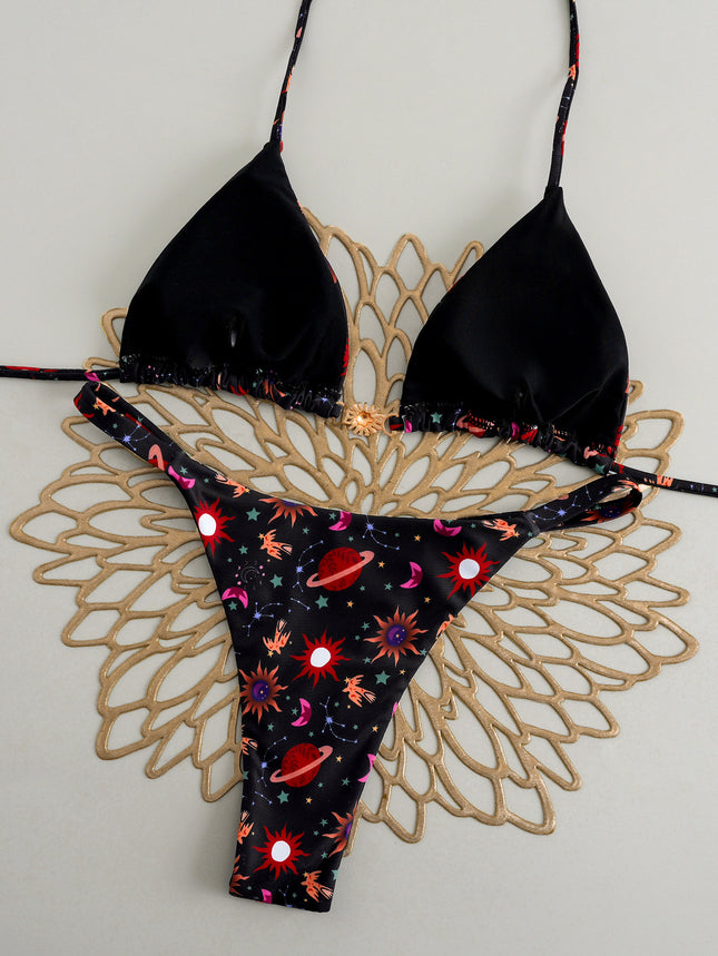 2025 Summer European and American New Split Bikini Sexy Brazilian Bikini Beach Swimsuit Black Leopard Dot