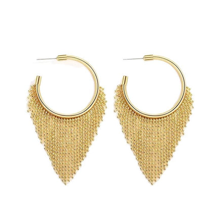 18K Gold Exaggerated Tassel French Personality Earrings Cold Style High-grade Black White Earrings Elegant Earrings for Women