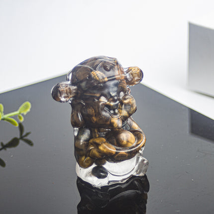 Cross-border Natural Crystal Gravel Glue Dripping God of Wealth Lucky Treasure Desktop Living Room Home Accessories Gift Ornaments