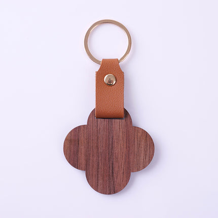 in stock Homestay Creative Leather Wooden Keychain Couple Keychain Creative Car Pendant