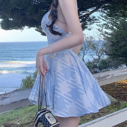 Llan Peninsula Dusk Sexy Backless Cross Design Sling Puffy dress Women's New Arrival