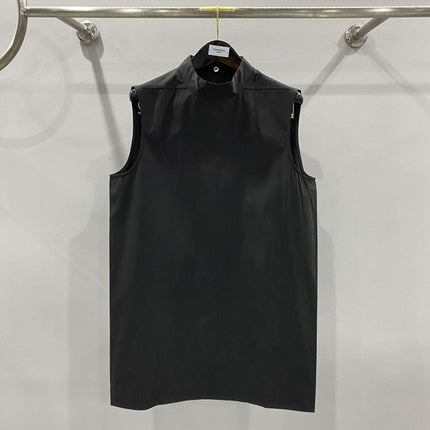 SUBHUMAN Men's Collar Buckle Clear Color All-match European and American Fashionable Dark Men's Vest TEE