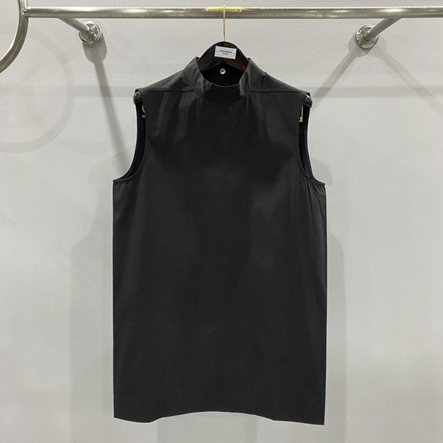 SUBHUMAN Men's Collar Buckle Clear Color All-match European and American Fashionable Dark Men's Vest TEE
