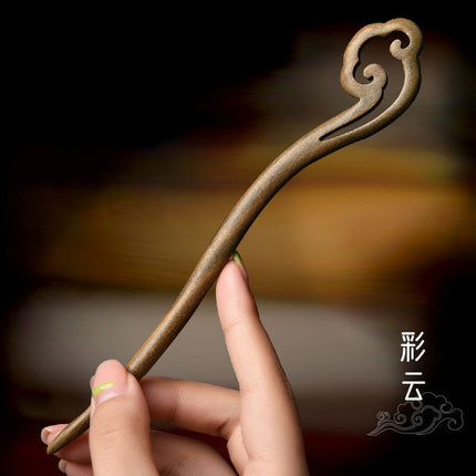Green Sandalwood Hairpin, Ancient Style Sandalwood Hairpin, High-End New Chinoiserie Green Sandalwood Hairpin, Hairpin, Han Dynasty Hair Accessories