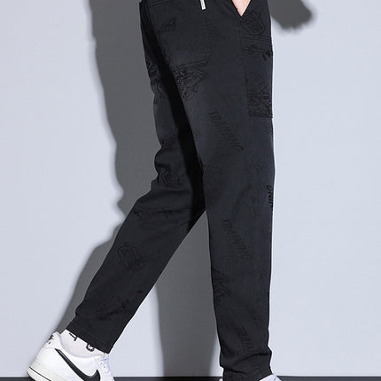 Data New Men's Casual Pants Business Casual Jacquard Spray Horse Stretch Trendy Brand Elastic Waist Six Pocket Pants Pants for Men