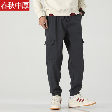 Spring and Summer Thin Multi-pocket Pants Men's Loose plus size Stretch Straight Casual Pants Men's Fashionable Breathable Work Pants