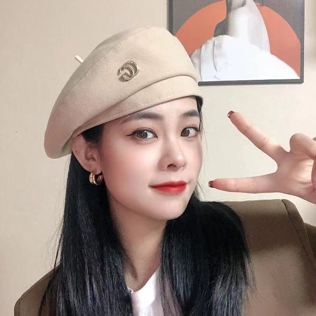 Spring and Autumn New Starry Sky online celebrity beret women's fashion all-match black painter hat Net red face small beret hat