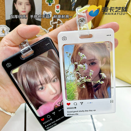 New Ins Style Transparent Card Holder for Star-Chasing Small Cards, Polaroid Card Holder, Lanyard, Campus Student Meal Card Id Holder