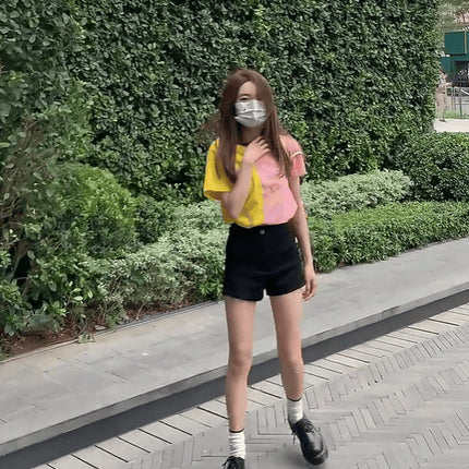 2024 Summer New Hot Girl A- shaped Hot Pants High Waist Hip Casual Pants Women's Stretch Tight Black Shorts Slimming