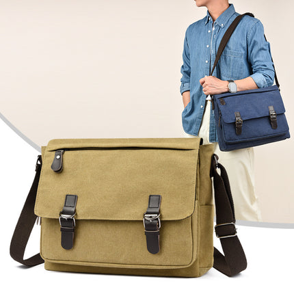 Korean Style Canvas Crossbody Bag Trendy Shoulder Bag Men's Large Capacity Student Computer Bag Camera Bag Large Factory Direct Sale