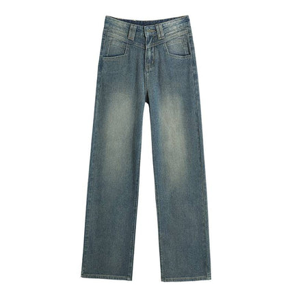 American Starry Sky Pattern Wide-Leg Jeans for Women 2025 Autumn New Straight-Leg Slimming Versatile Design Floor-Length Pants