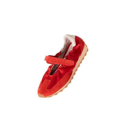 Red Mary Jane Shoes for Women 2026 Spring New Breathable Retro Ballet Style German Training Thin-Soled Casual Sports Shoes for Women
