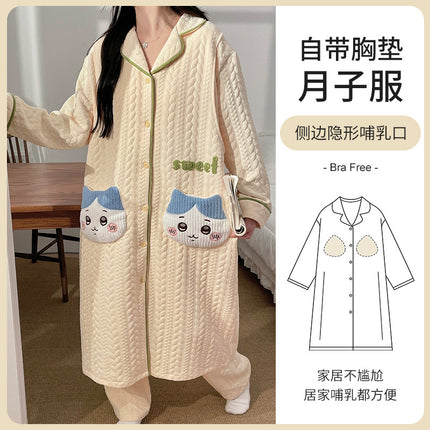 Yuezi Clothing with Chest Pad Autumn and Winter Air Cotton Thickened Warm Abdominal Pants Pregnant Women's Breastfeeding Skirt dress