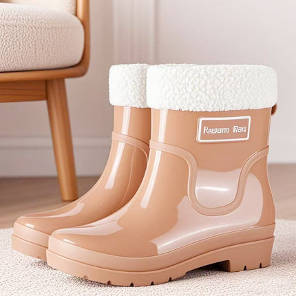 Fashionable Short-Tube Outdoor Women's Shoes, Versatile Sweet Water Shoes, Non-Slip Women's Rubber Slip-On Water Boots