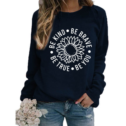 Foreign trade supply be like flower printed round neck jacket sweater European size ladies coat long sleeve cross-border autumn and winter