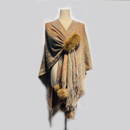Amazon AliExpress New Imitation Mink Slash Fur Ball Warm Waist Belt Tassel Four-color Shawl Poncho