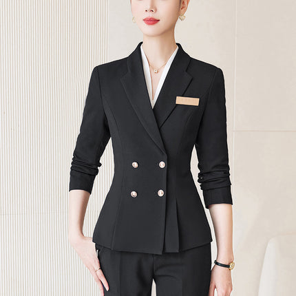 Autumn and Winter Professional Small Suit Suit, Feminine Formal Suit Two-Piece Suit, Beautician Front Desk Work Clothes