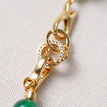 New Chinese Style Vintage Beaded Ice Green Agate Necklace Niche Fashion Short Elegant Collar Chain Woolen Chain