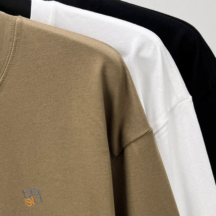 100 Cotton Long Sleeve T-shirt Men's 260g Heavy Crewneck Autumn New Joker Base Shirt Young Top