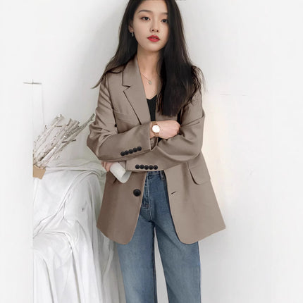 Commuting Style Blazer for Women 2025 Korean Version Spring and Autumn Loose Long-Sleeved Suit Jacket Versatile Korean Style Commuting