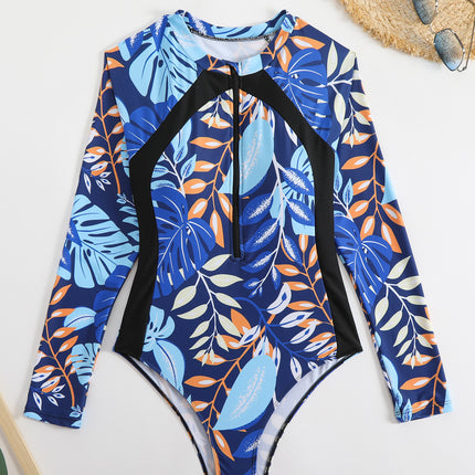 2025 New European and American Sexy Racing Surfer Color-matching one-piece zipper tight-fitting slim swimsuit swimsuit Amazon