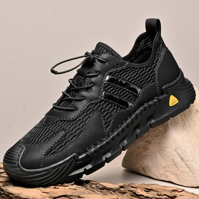 Mesh Shoes for Men 2025 New Summer Breathable Mesh Hollow Casual Shoes One-Leg Non-Slip Sports Large Size Men's Shoes