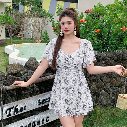 High-grade sexy swimsuit fairy fan 2025 new one-piece skirt belly-covering slimming plus size slightly fat 200kg swimsuit