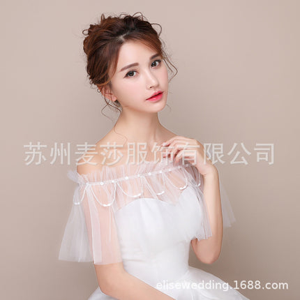 Spot Mesh Lace Shawl Women's Thin Pullover Cloak Bride Wedding Dress Wedding Shawl Ebay Amazon