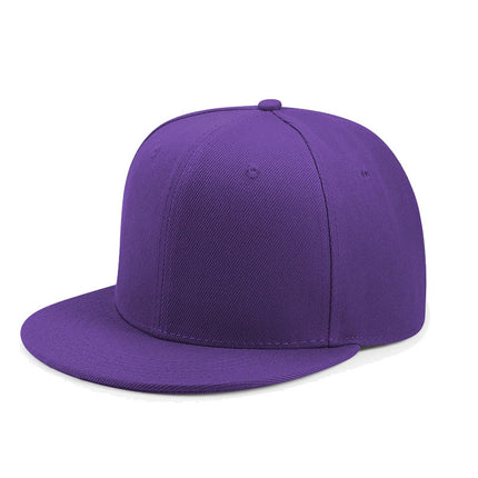 Cross-Border Color-Blocked American-Style Six-Panel Flat-Brim Hip-Hop Hat for Men and Women, Solid Color Plain Flat-Brim Hip-Hop Baseball Cap, Unisex
