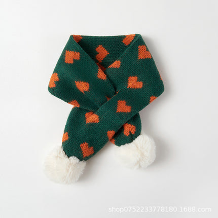 Babamama children's scarf winter thick warm jacquard love boy's scarf baby girl's thickened scarf scarf