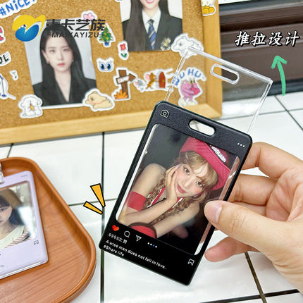 New Ins Style Transparent Card Holder for Star-Chasing Small Cards, Polaroid Card Holder, Lanyard, Campus Student Meal Card Id Holder
