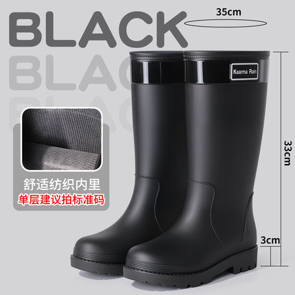 Plus Size Rain Boots for Women, Mid-Calf High Rain Boots, Adult Water Shoes, Fashionable Water Boots, Warm Fleece-Lined Waterproof Rubber Shoes, Overshoes