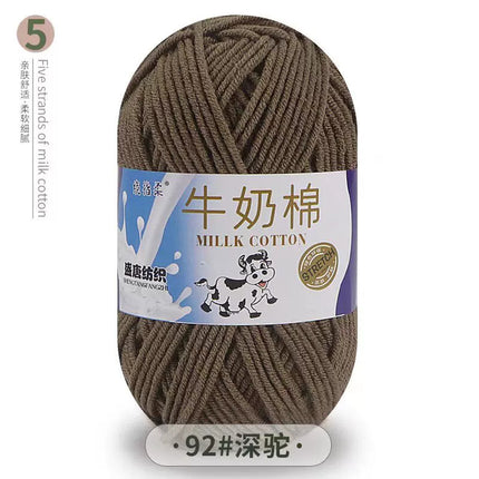 Five-Strand Milk Cotton Yarn Wholesale Medium-Thick Yarn Crochet Doll Shoes Scarf DIY Knitting Material Kit Crochet
