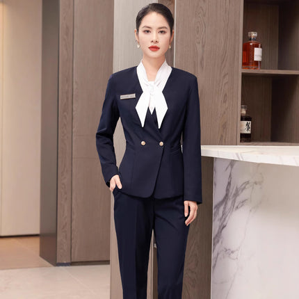 Blue Professional Suit suit Female Hotel Manager Front Desk Gold Shop Jewelry Shop Beauty Salon China Southern Airlines Stewardess Uniform Spring