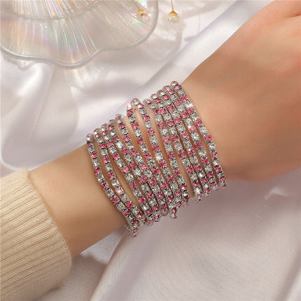 2.0mm Superfine Rhinestone Bracelet Stretch Bridal Bracelet Korean Style Single Row Flash Diamond Stretch Crystal Bracelet