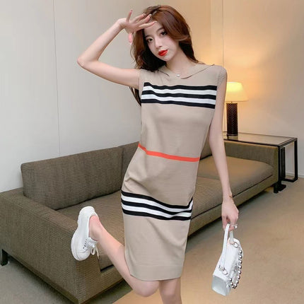European Style Hooded Sleeveless Strap Dress for Women, Spring and Summer Loose Slimming Sweet Mid-Length Tank Dress