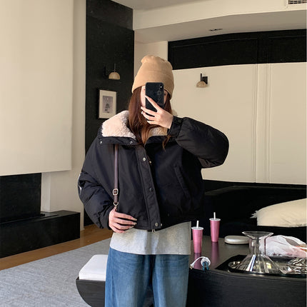 2025 Winter Thickened Warm Cotton Coat Korean Style Short Fashion Versatile Puffer Jacket Plus Size Student Extreme Cold Coat