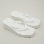 White slope heel square head 5CM / 38