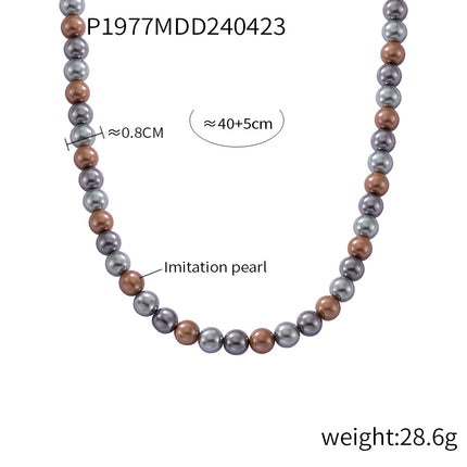 Korean fashion round high-gloss beaded necklace women's casual colorful round beads niche simple necklace jewelry wholesale