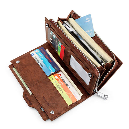 King Paul Wallet Men's Long Men's Wallet Anti-theft Brush Wallet Driver's License Bag Cowhide Large Capacity Wallet