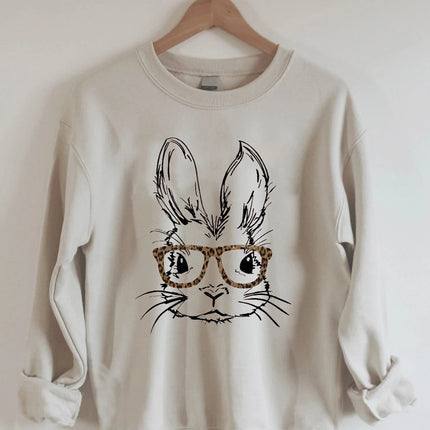 2023 European and American New Product wish Easter Cute Rabbit Couple Print Large Size Loose Casual Round Neck Sweatshirt
