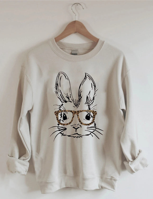 2023 European and American New Product wish Easter Cute Rabbit Couple Print Large Size Loose Casual Round Neck Sweatshirt