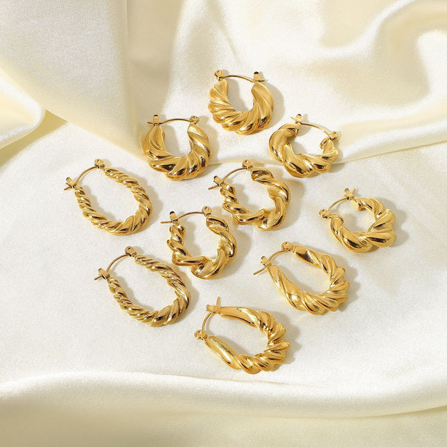 Cross-border European and American earrings ins fashion short C- shaped horns earrings stainless steel 18K gold-plated earrings women wholesale