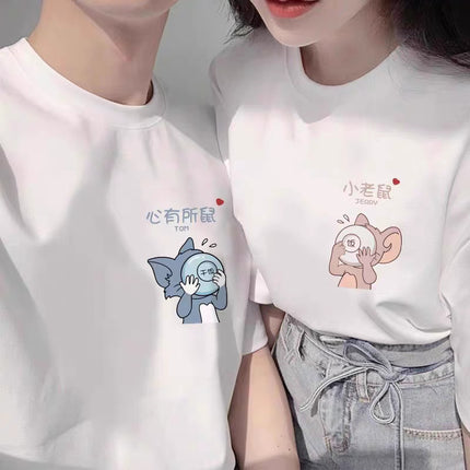 Same Color Couple Dress 2024 New Summer Niche High-end Sense Internet Celebrous Trend Pure Cotton Short-sleeved T-shirt suit Women