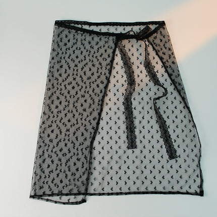 Korean Style Stacked Lace Skirt Curtain Butt Curtain One-Piece Skirt Apron Lace-Up Mesh Beach Swimsuit with Cover
