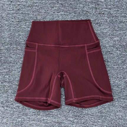 Summer Quick Drying Naked Sports Shorts High Waist Tight Yoga Pants Pocket Running Fitness Shorts 125