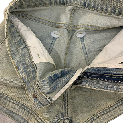 2025 Summer New American High Street Hot Girl High Waist Denim Shorts Women's Retro Slimming Hip Wide Leg Hot Pants