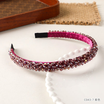 New Style Chanel Style Hair Hoop Women's High-end Sense Four-row Crystal Hair Accessories Sweet Girl's Presswith Hair Stamp Handmade Beaded Headband