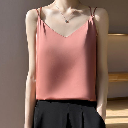 2025 Summer Silk Beauty Back Camisole Women's Acetate Top Sexy Bottoming Shirt Summer Outer Suit
